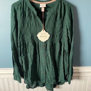 Green Knox Rose Blouse - Size Small